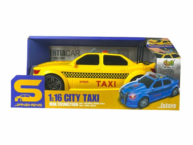 Toy taxi car with sound and light effects friction motor - 1:16