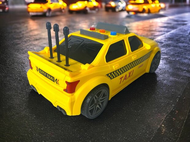 Toy taxi car with sound and light effects friction motor - 1:16