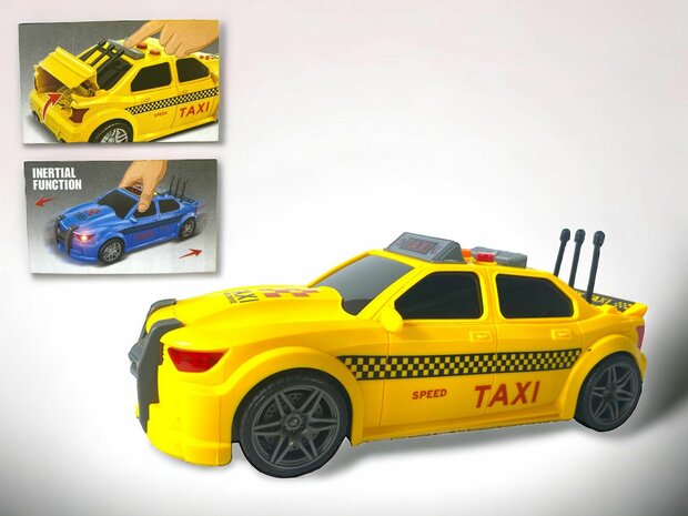 Toy taxi car with sound and light effects friction motor - 1:16