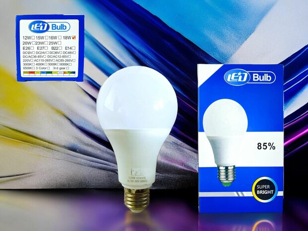 LED verlichting - E27 fitting - 1W vervangt 18W - 6500K daglicht wit Energy A