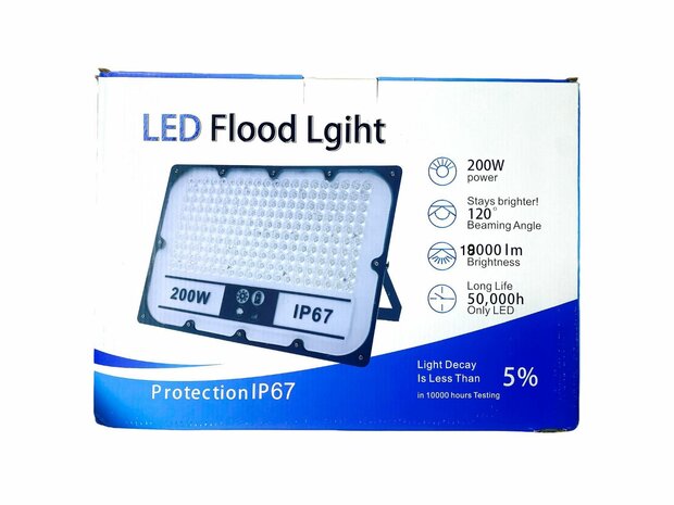 LED Breedstraler PRO IP67 - 200W 18000 Lumen - 6500K daglicht wit- 3 jaar garantie