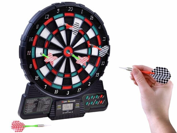 Electronic dartboard - incl. 6 arrows - 36.5 cm