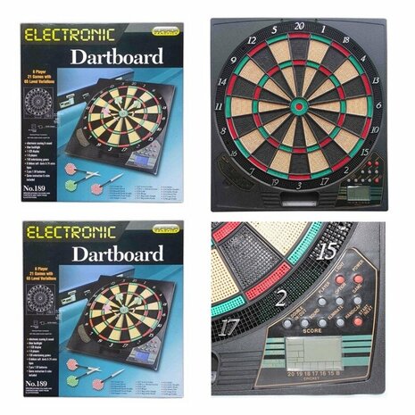 Elektronische dartbord - incl. 6 pijlen -  21 spellen - 45 cm