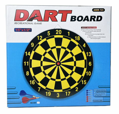 DARTBORD - INCL. 6 DARTS - &Oslash; 36.5 CM