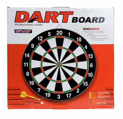 DARTBORD - INCL. 6 DARTS - &Oslash; 36.5 CM  D