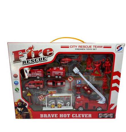 Brandweer speelfiguren set - Fire Rescue - speelgoed Brandweer set 