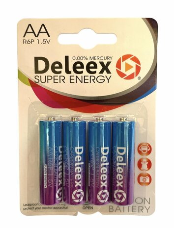 Deleex AA batterijen R6P 1.5V - 4- stuks in pak