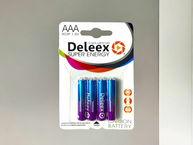 Deleex AAA batterijen R03P 1.5V - 4- stuks in pak