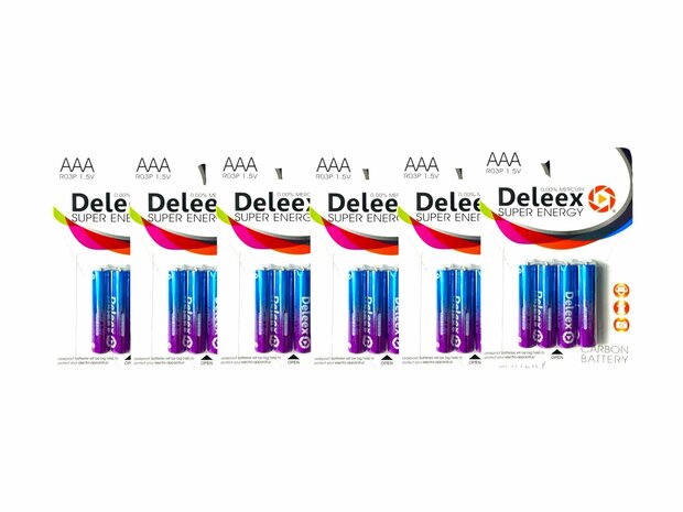 Deleex AAA batterijen R03P 1.5V - 24- stuks in pak