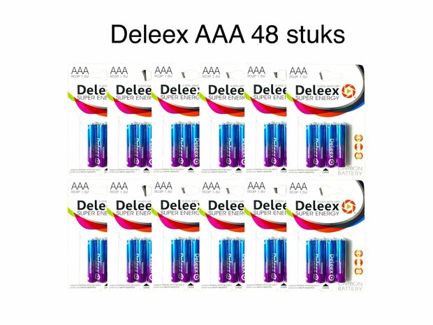 Deleex AAA batterijen R03P 1.5V - 48- stuks in pak