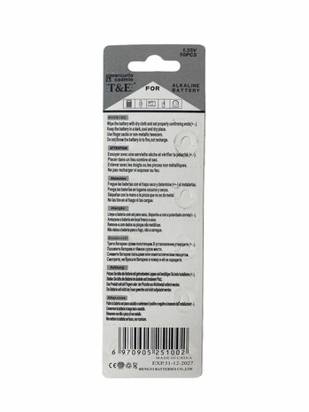 AG 0 / 379A Batterien T&amp;E AG 0, LR521, 379, 1190S0