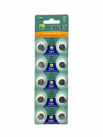 AG 6 / 371A Knopfzellenbatterien Alkaline AG6, LR69, LR921, V371, 171