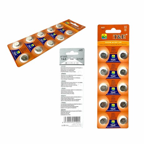 AG 7 / 395A  Knoopcel batterijen&nbsp;Alkaline AG7, LR57, LR926, V395, 195
