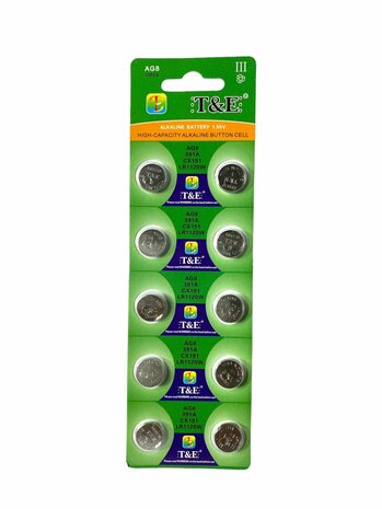 AG 8 / 391A Knopfzellenbatterien Alkaline AG8, LR55, LR1120, V391, 191