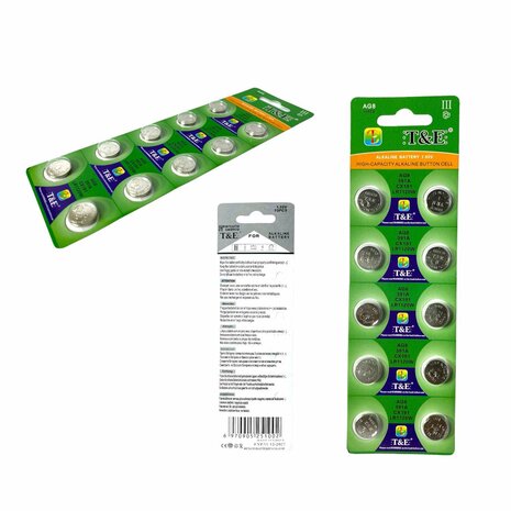 AG 8 / 391A Knopfzellenbatterien Alkaline AG8, LR55, LR1120, V391, 191