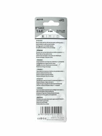AG 10 / LR54 Knopfzellenbatterien Alkaline AG10, LR54, LR1130, V389, 189