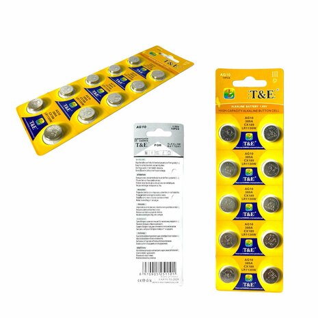 AG 10 / LR54 Knopfzellenbatterien Alkaline AG10, LR54, LR1130, V389, 189