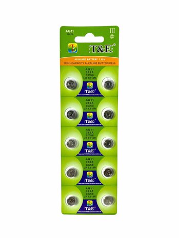 AG 11 / 362A Knoopcel batterijen&nbsp;Alkaline AG11, LR58, LR721, V362, 162