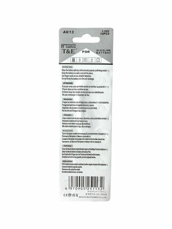 AG 13 / 357A Knoopcel batterijen&nbsp;Alkaline AG13, LR44, LR1154, V357, V13GA, SR1154W