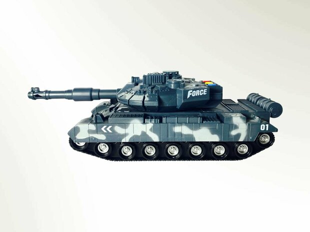 Warrior military speelgoed Tank - Licht en geluid - Frictie motor - Grijs