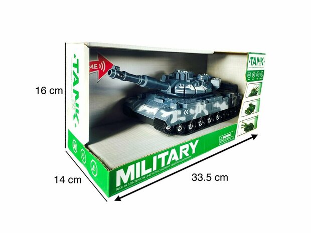 Warrior military speelgoed Tank - Licht en geluid - Frictie motor - Grijs