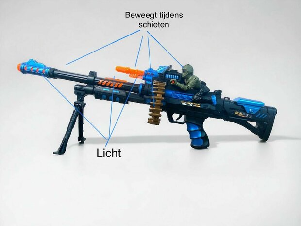 Speelgoedgeweer machine gun - met draaiende kogelriem - pistool