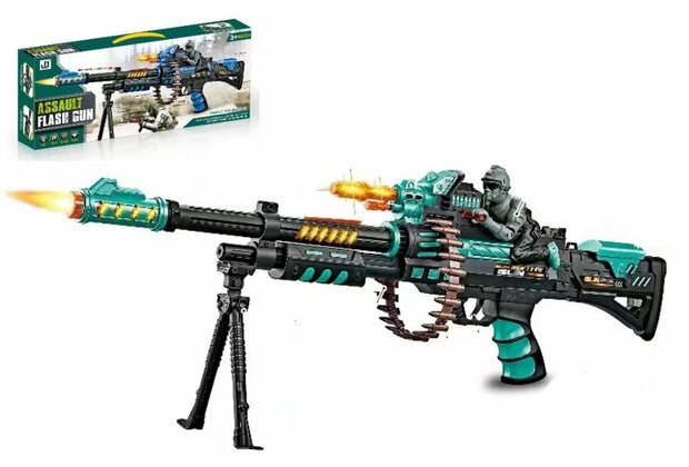Speelgoedgeweer machine gun - met draaiende kogelriem - pistool