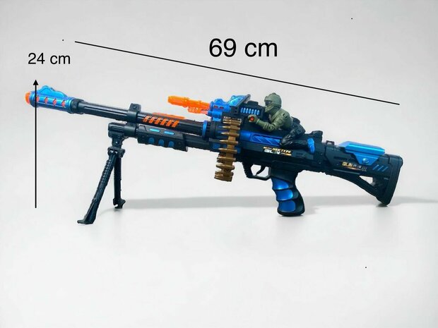 Speelgoedgeweer machine gun - met draaiende kogelriem - pistool