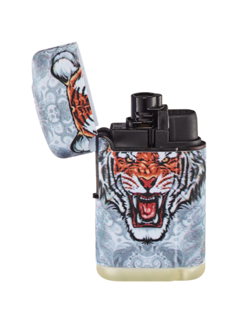 Turbo jet flame lighters - 20 pieces - tiger print - wind lighter