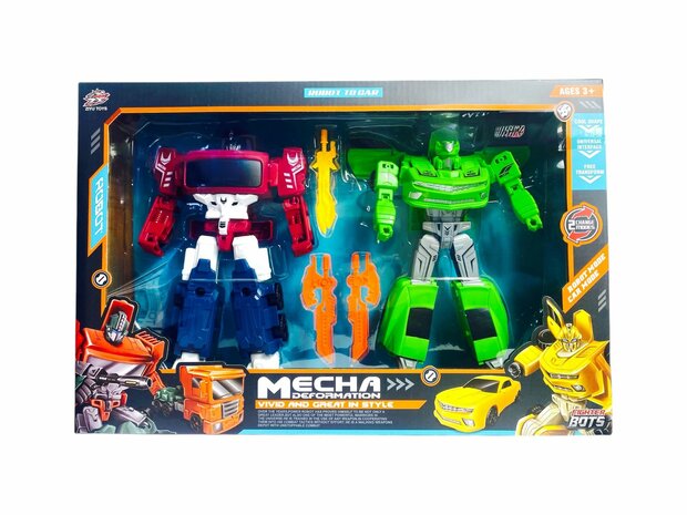 Transform Mecha Robots &ndash; 2in1 robot en auto - set van 2 stuks