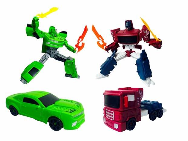 Transform Mecha Robots &ndash; 2in1 robot en auto - set van 2 stuks