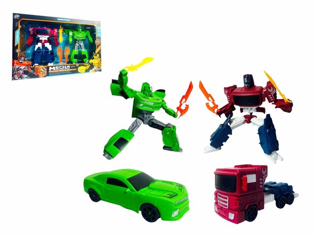 Transform Mecha Robots &ndash; 2in1 robot en auto - set van 2 stuks