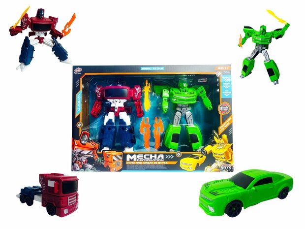 Transform Mecha Robots &ndash; 2in1 robot en auto - set van 2 stuks