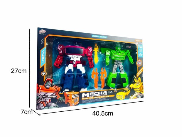 Transform Mecha Robots &ndash; 2in1 robot en auto - set van 2 stuks