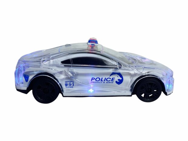 Politieauto Kinderen Elektronische Speelgoed Met Muziek Automatische Piloot Flash Geluid Automatische Rotatie - 22.5cm