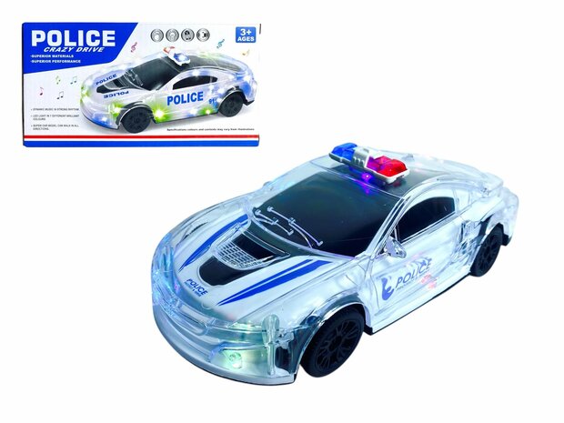 Politieauto Kinderen Elektronische Speelgoed Met Muziek Automatische Piloot Flash Geluid Automatische Rotatie - 22.5cm