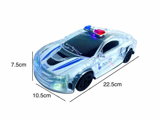 Politieauto Kinderen Elektronische Speelgoed Met Muziek Automatische Piloot Flash Geluid Automatische Rotatie - 22.5cm