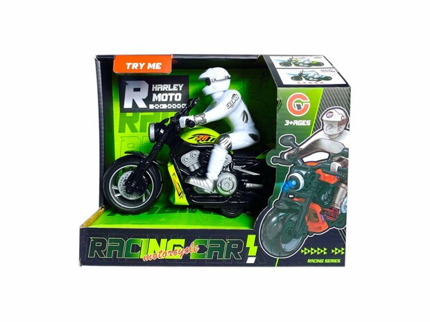 Race motorfiets speelgoed - met sirene en licht  - frictie aandrijving Groen
