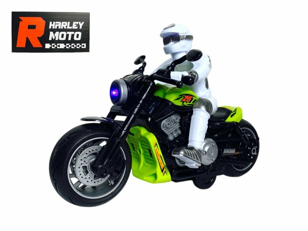 Race motorfiets speelgoed - met sirene en licht  - frictie aandrijving Groen