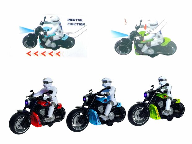 Race motorfiets speelgoed - met sirene en licht  - frictie aandrijving Groen