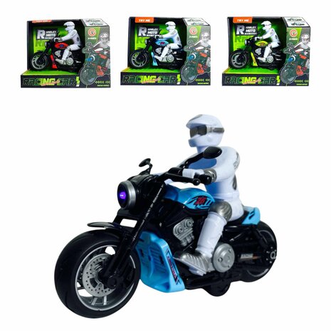 Race motorfiets speelgoed - met sirene en licht  - frictie aandrijving Groen
