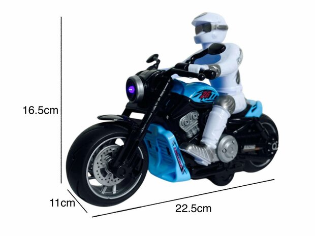 Racing motorcycle toy - with siren and light - friction drive blue