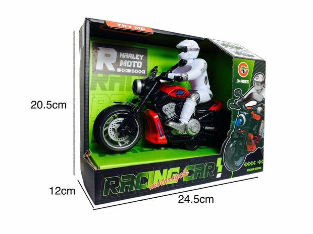 Race motorfiets speelgoed - met sirene en licht  - frictie aandrijving rood