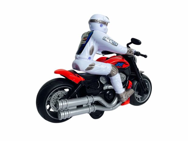 Race motorfiets speelgoed - met sirene en licht  - frictie aandrijving rood