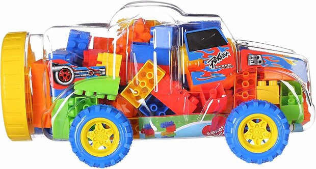 Speelgoed Bouwblokjes - In Auto Box - bouwstenen + auto 100 stuks Bouwstenen 