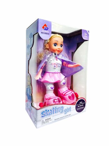 Skatepop voor kinderen met lichtjes, schaatsen, loopt en zingt 