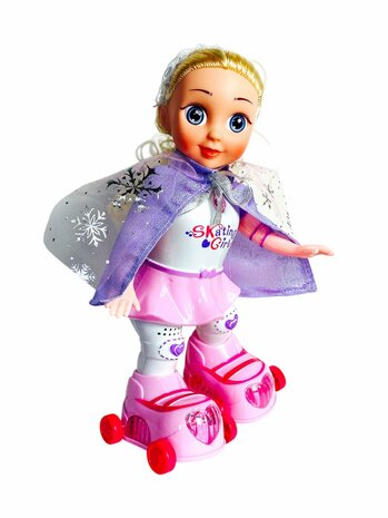 Skatepop voor kinderen met lichtjes, schaatsen, loopt en zingt 
