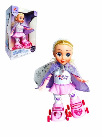 Skatepop voor kinderen met lichtjes, schaatsen, loopt en zingt 