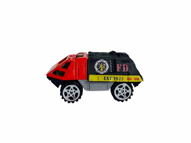 DIE-CAST - Vrachtwagen brandweerauto&#039;s - autotransporter + 2 mini auto&#039;s 3in1