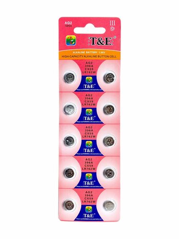 Batterijen AG 2 / 396A Alkaline - 5 x 10 strips - 50 stuks knoopcel + 4 stuks AA Deleex